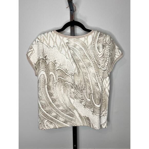 Chico's Womens Baroque Embellished Cardigan Sweater Short Sleeve Cream Size 0/S - Picture 4 of 9